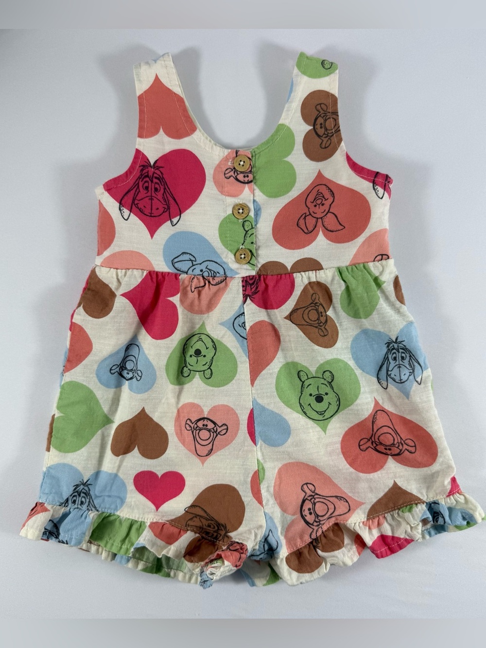 Disney Baby 12M Winnie-the-Pooh & Friends Print Toddler Girl’s Shortalls